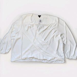 NWT Torrid White Georgette Surplice Blouse V Neck Balloon Sleeve Flowy Sz 5X
